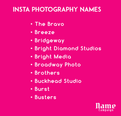 creative photography names for Instagram 