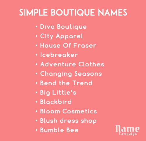 clothing store names for your boutique